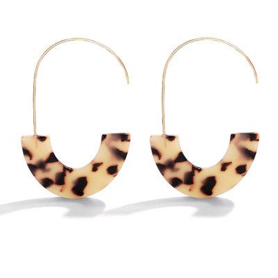 China CLASSIC Bohemian leopard print simple geometric circle half circle earrings acrylic U shaped earrings for sale