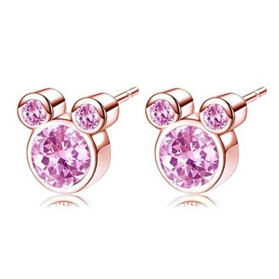 China Cute S925 Plated Silver Silver Mouse Shape Stud Earrings S925 Post Earrings For Girl for sale