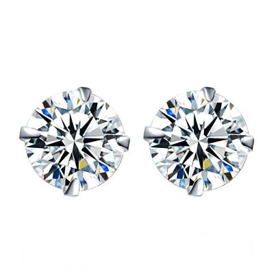 China FASHIONABLE S925 Stud Earrings Hypoallergenic Four Prong Zircon Ear Studs Earrings 2-8mm for sale