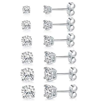 China FASHIONABLE stud earrings set, Zircon Earring CZ hypoallergenic 3.4.5.6 .8mm 1 set 5 pairs for sale