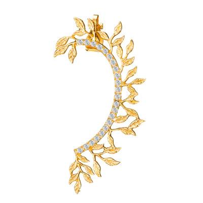 China Other Leaf Jewelry Earrings Crystals Alloy Wrap Left Clip Ear Cuff Gold Stud Earring Clip For Women Girls 1PC for sale