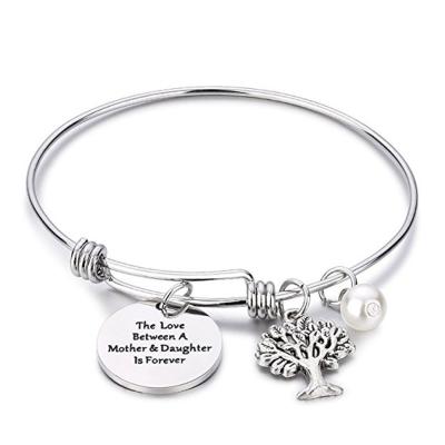 China TRENDY Tree of Life Bracelet For Mother Gift Love Between Mother And Daughter Letters Forever Bracelet For Mom for sale