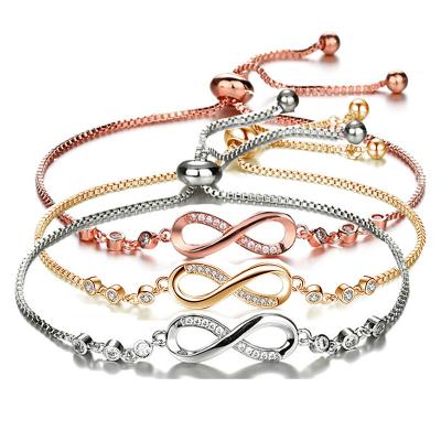 China Infinite Loop 8 Word Bracelet Romantic Crystal Pull Bracelet Titanium Steel Bracelet Mothers Day Gift for Mom for sale