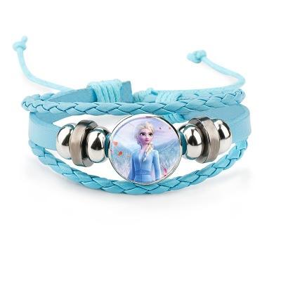 China FASHIONABLE Cute 2 Princess Cowhide Frozen Handwoven Bracelet Princess Elsa Bracelets Lovely Cartoon Bracelet for Kids Girls for sale