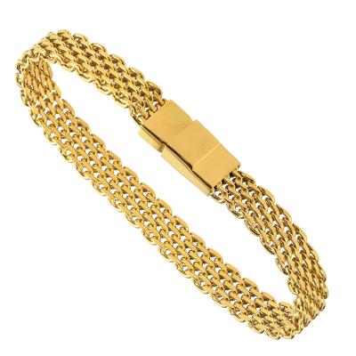 China FASHIONABLE Mens Stainless Steel Bracelet Gold Simple Braided Titanium Steel Bracelet for sale