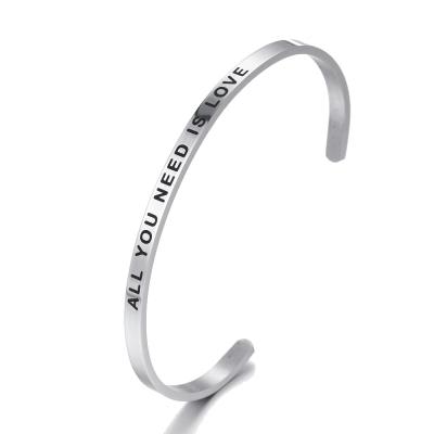 China FASHIONABLE Stylish Writing Titanium Steel Bracelet 4MM Stainless Steel Bracelet for sale