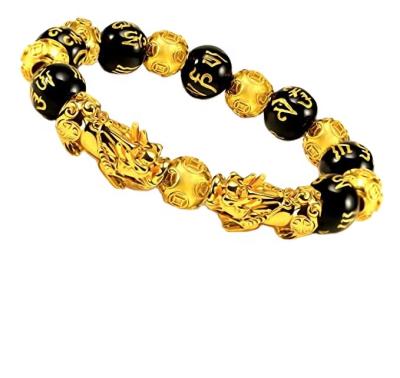 China FASHIONABLE Natural Obsidian Men's Lucky Pixiu Bracelet 12mm Bracelet for sale