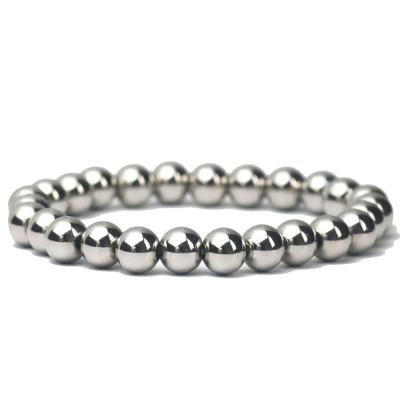 China CLASSIC Mens Bracelet High Polish Stainless Steel Stretch Beads Bracelets 8 Mm for sale