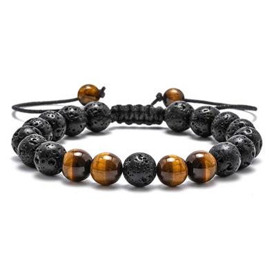 China Lava Rock Bracelet TRENDY - 8mm stone bracelets Tiger Eye Lava Rock Bracelet for sale