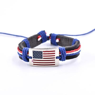 China /Sporty Casual Star Sequin Embellished Banner Design Armor Fashion Personality Handmade Leather Bracelet For Men for sale