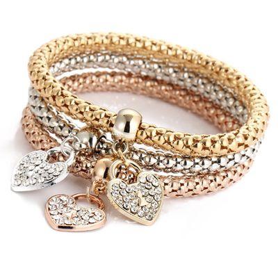 China Shiny Popcorn 3 Piece Women's Casual / Sporty Jewelry Charm Stretch Chain Bracelets for sale