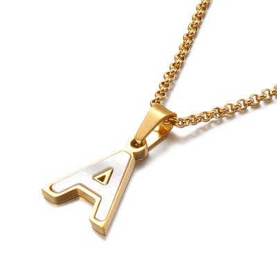 China TRENDY Letter Necklaces Stainless Steel Necklace For Men Women Boy Girl Shell Necklace for sale