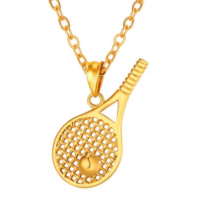 China Fashion Sports Tennis Racket Necklace Stainless Steel Titanium Steel Pendant Necklace for Men and Women for sale