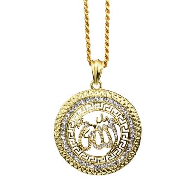 China Hiphop New Fashion Hiphop The Quran Religion Design Crystal Gold Plated Diamond Gift Men And Women Daily Necklace for sale