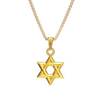 China FASHIONABLE Simple Hollow Six-pointed Star Star Necklace Double-Sided Wild Dangling Jewelry Gold Sweater Chain for sale