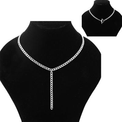 China Latest Design Stainless Steel Choker Necklace Ins Style Punk Y-Chain For Women for sale