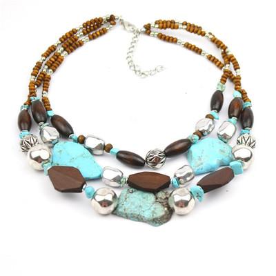 China Personalized Layered Statement TRENDY Chunky Strands Turquoise Necklace for Women Gifts (3 Strands) for sale