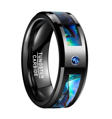 China Fashionable New Titanium Carbon Fiber Diamond Dragon Piece Ring Stainless Steel Blue Fashionable Ring for sale