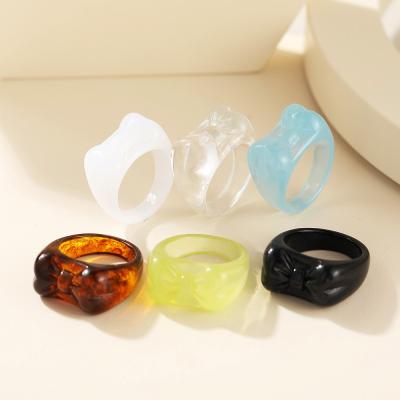 China FASHIONABLE Clear Plastic Knuckle Finger Dome Diamond Rings Colorful Wide Thick Acrylic Resin Stackable Joint Rings for sale