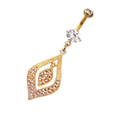 China FASHIONABLE Gold Belly Button Ring Stainless Steel Zircon Piercing Jewelry For Women for sale