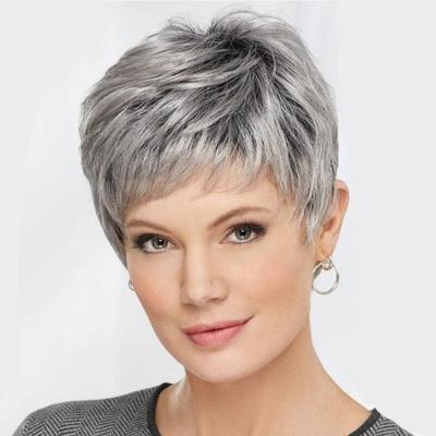 China High Temperature Straight Hair Short Fiber Synthetic Hair Wigs High Temperature Silver Hair for sale