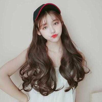 China Long Curly Hair High Temperature Invisible Wig Cap Wig Synthetic Fiber Hair Extension One Piece Garment Peaked Corn Cap Wig for sale