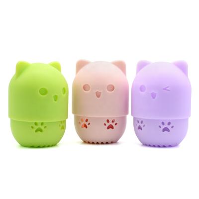 China Cute Silicone Makeup Sponge Container Soft Silicone Makeup Sponge Holder Travel Carry for sale