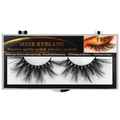 China E80 Series Thick Exaggerated False Eyelashes 5D Mink Hair Natural Cross Eyelashes 25MM Long for sale