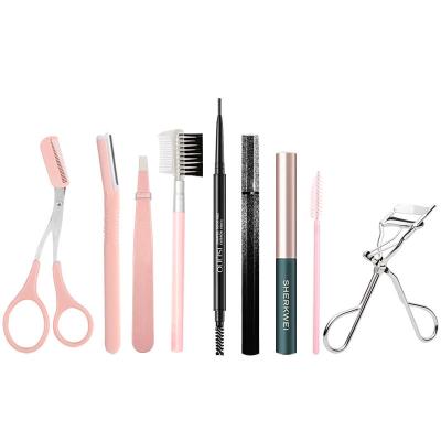 China Stainless Steel Trimmer Card Trimming Tool Kit Eyelash Curler Curling Clip Eyebrow Trimmer Permanent Razor for sale