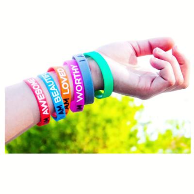 China 2021 Product Ideas Europe Charity Custom Cheap Simple Promotional Rubber Silicone Wristband Printed Round Wristband New Debossed for sale