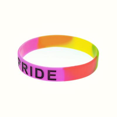 China New silicon printed plastic rubber wristband at wholesale price for sale