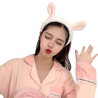 China Decorate Soft Warm Headband Coral Fleece Bow Animal Ears Wash Face Hair Holder Headbands For Women Girls Turban Fashion Hair Accessories for sale