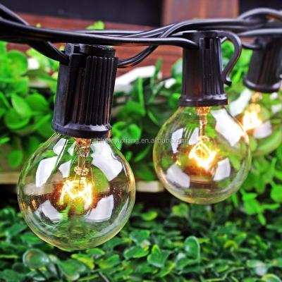 China C7 Black String Light Globe G40 Clear Wire 25 Ft for sale