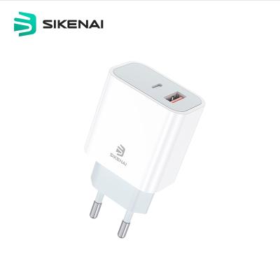 China Sikenai PD-2EU 18W Palladium Mobile Phone Smart Fast Charger Wall Dual Mouth EU Plug USB Travel Charger for sale