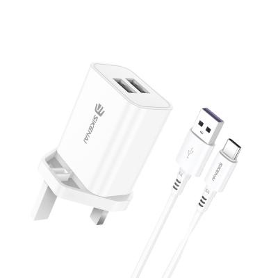 China Hot Selling Mobile Phone Tablet Charging Sikenai USB Charger 2.4A Travel Wall Charger with Type-C Cable for iPhone Charger for sale