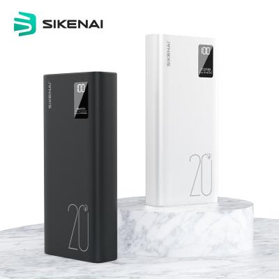 China Best Fast Power Bank Sikenai Support Charging LED PowerBank 20000 mAh Fast Charger for sale