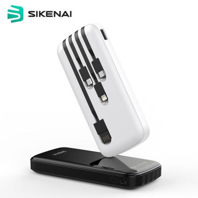 China Sikenai LED Display Portable 10000 mAh Battery with Power Bank Cable LED Digital Display 4 USB Port for iPhone Xiaomi for sale