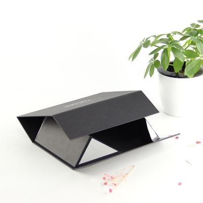 China Recycled Materials Black Magnetic Ribbon Cardboard Doos Kutu Premium Rigid Paper Packing Packaging Magnet Hard Folding Custom Logo Gift Announcement Box for sale