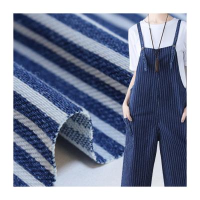 China Breathable hot selling diagonal yarn double herringbone stripes polyester knit denim fabric for stock jeans fabric for sale