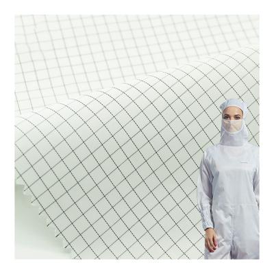 China Shrink-Resistant 100% Polyester 190T Taffeta Iridescent 210T Scratching Grid or Anti-Static Stripe Workwear ESD Fabric for sale