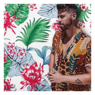 China Best Hawaiian Digital Printing Rayon Fabric Shrink-Resistant For Summer Mens Hawaiian Casual Shirt Fabric for sale