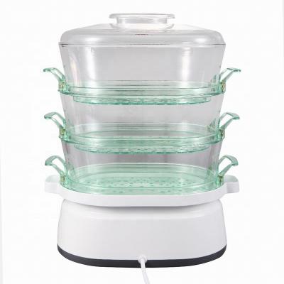 China Hotel 3 Layers Large Stackable Plastic Electric Food Steamer With Keep Warm Function Rice Bowl BPA Free for sale