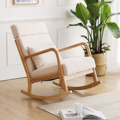 China Sofa bed wood for sale comfortable and breathable leisure wood and green leather home seat cushion rocking chair for sale