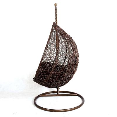 China Super Comfortable Hot Sale Design Outdoor Metal Furniture Egg Shape Relax Garden Rattan Patio Metal Egg Swing Hanging Chair for sale