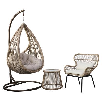 China Hot Selling Super Comfortable Cheap Wicker Seats For Restaurants And Cafe Patio Furniture Rattan Egg Swing Hanging Chair for sale