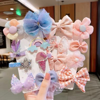 China Cute Decoration Children's Hair Accessories Net Yarn Bow Hairpin Baby Princess Tiara for sale