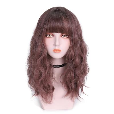 China European and American hot chemical fiber matte high temperature hair dyed hair in long curls synthetic fiber high temperature synthetic wigs for sale