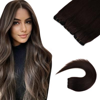 China High Quality Straight Remy Deep Wave Hand-tied Wefts Double Hand Drawn Tied Hair Weft Extensions for sale