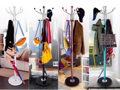 China Colorful Clothes Hanger Stand , Umbrella Bag Hat And Coat Stand With Marble Base for sale