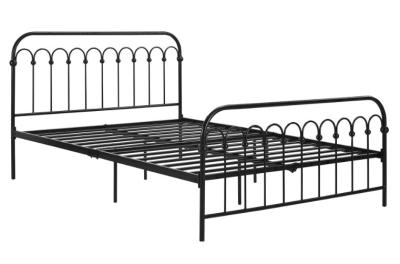 China Classic Home King Size Metal Bed French Style For Adult Black Iron Color for sale